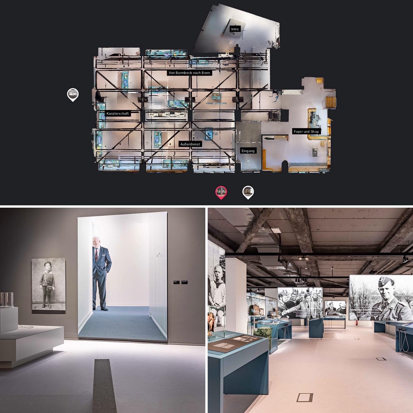 Ausstellungsraum mit Vitrinen