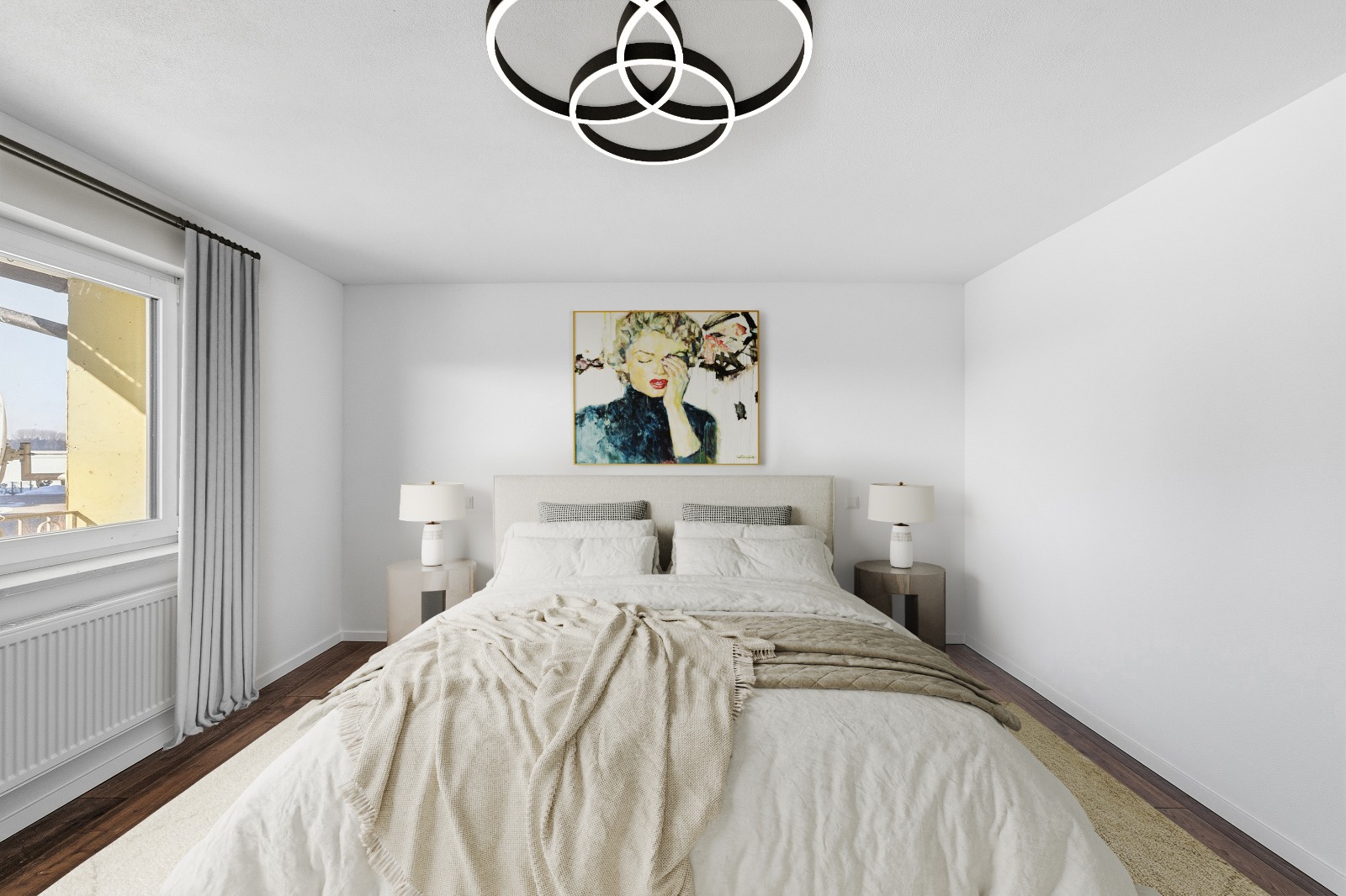 Schlafzimmer nach Virtual Staging – komplett eingerichtet
