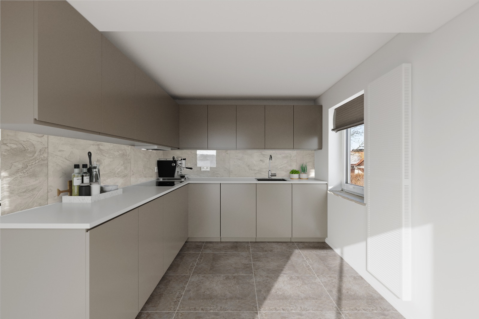 Moderne Küche komplett eingerichtet nach Virtual Staging