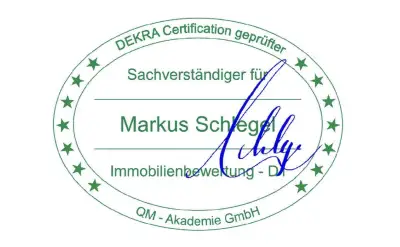DEKRA Certification geprüfter Sachverständiger – Markus Schlegel, Immobilienbewertung, QM-Akademie GmbH