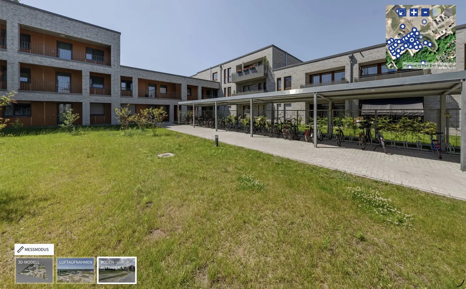 Bodenaufnahme eines fertiggestellten Gebäudebereichs im dokumentierten Quartier