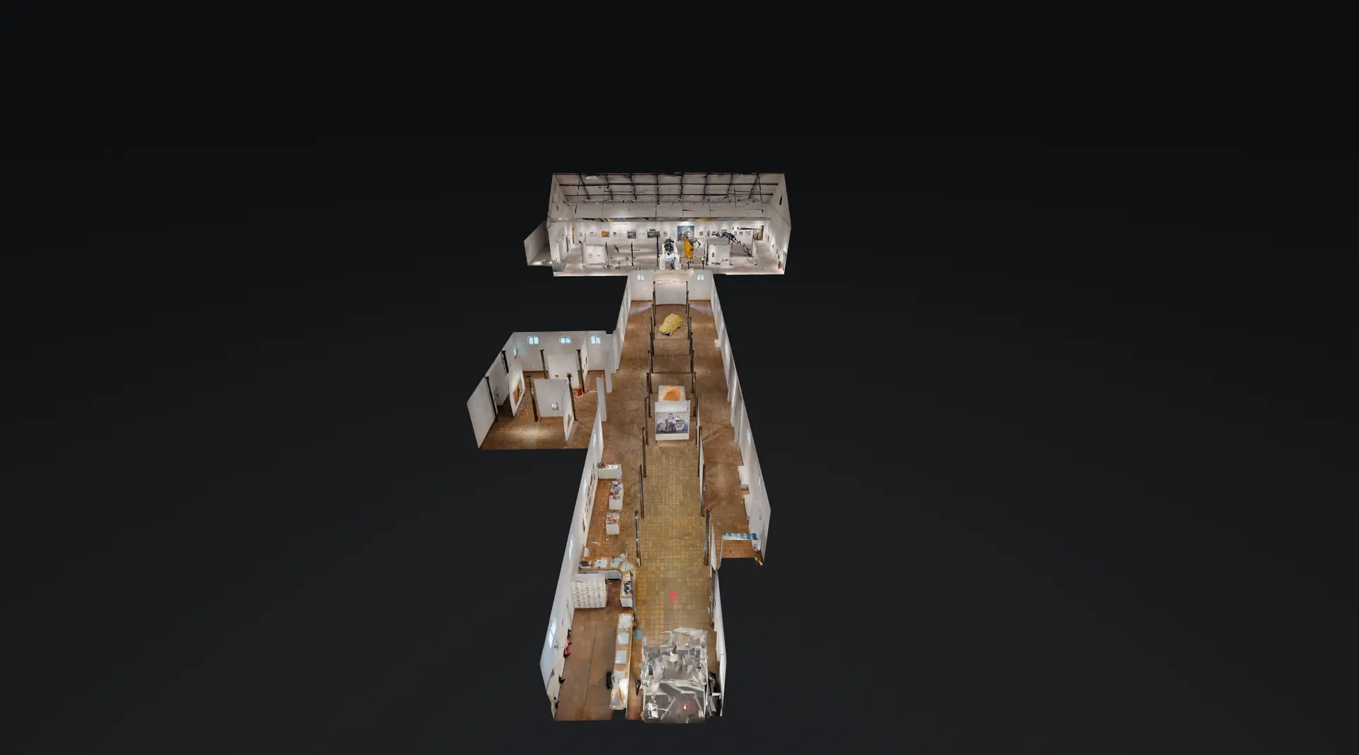 Abstrahierte Dollhouse-Perspektive der Christo-und-Jeanne-Claude-Ausstellung auf Schloss Gottorf – Ansicht 5