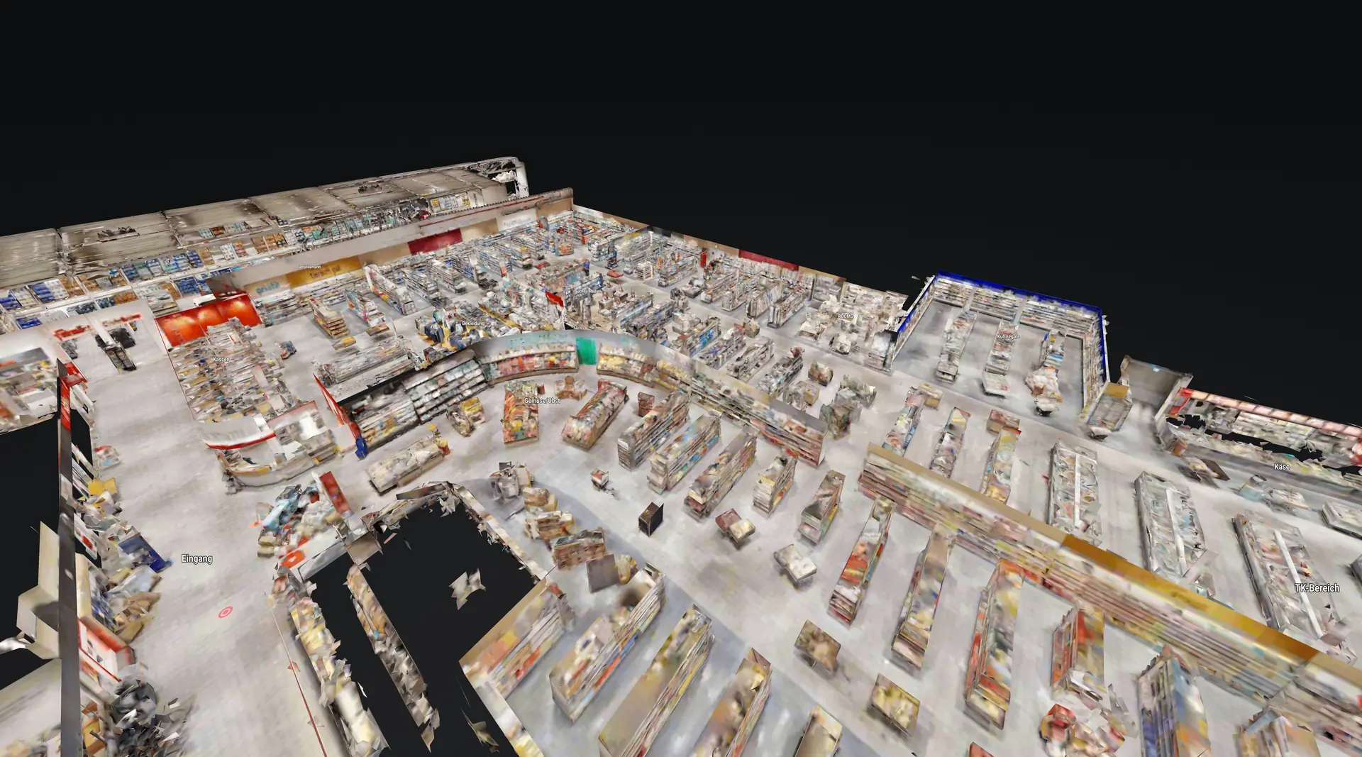 famila-Markt Eckernförde mit großflächigen Verkaufsbereichen im Matterport-Modell – Ansicht 3