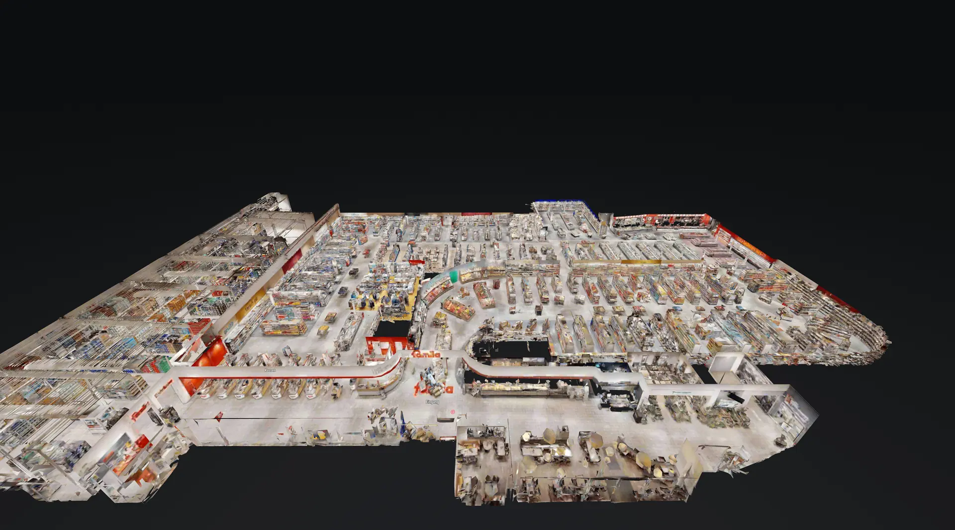 famila-Markt Eckernförde mit großflächigen Verkaufsbereichen im Matterport-Modell – Ansicht 4
