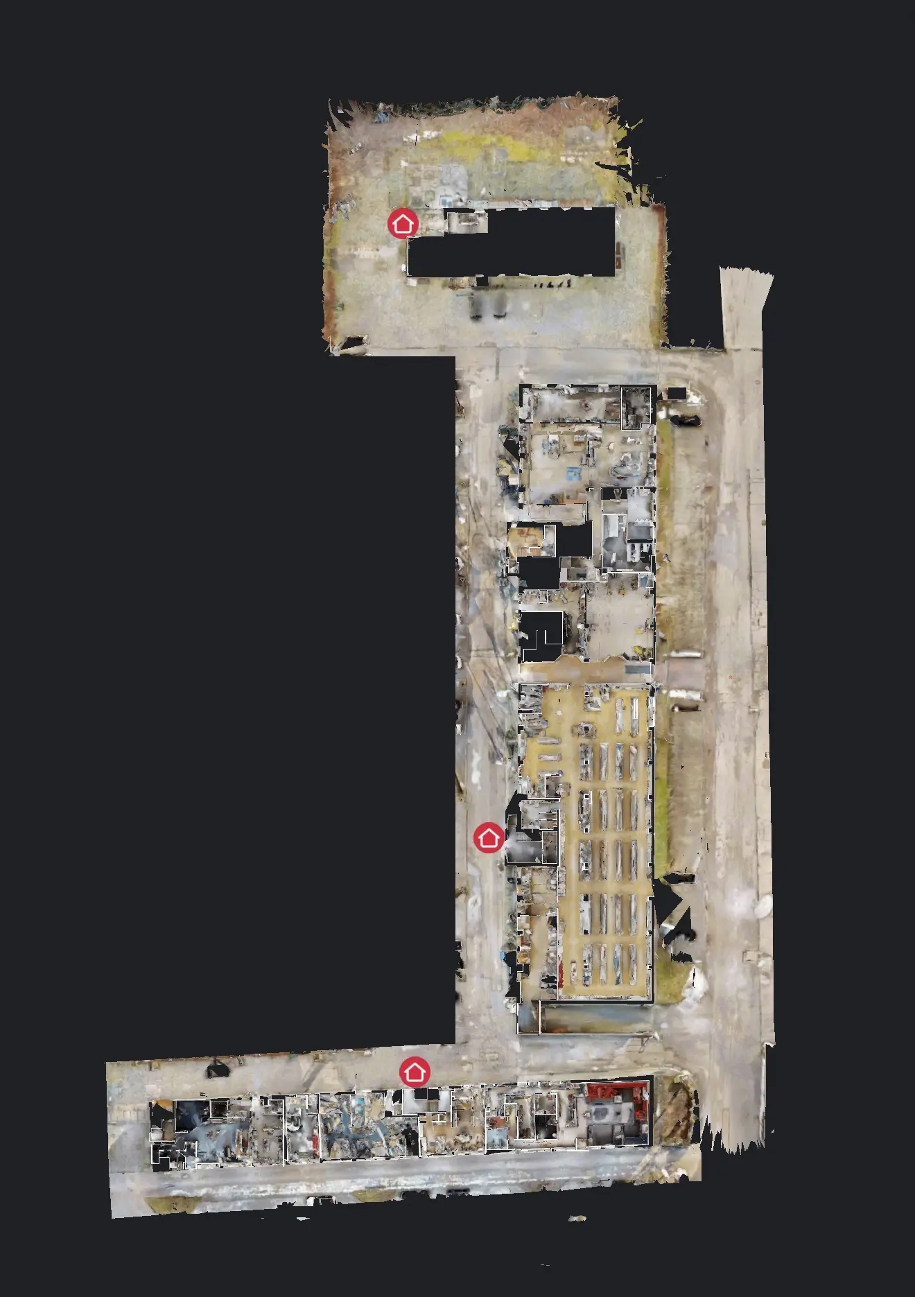 Draufsicht auf das erfasste 3D-Modell des Gewerbeparks in Magdeburg