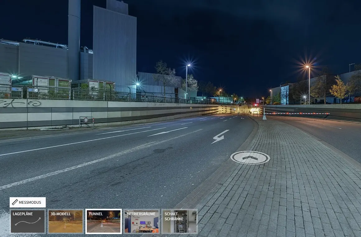 Östlicher Einfahrtsbereich des Hemelingener Tunnels bei Nacht