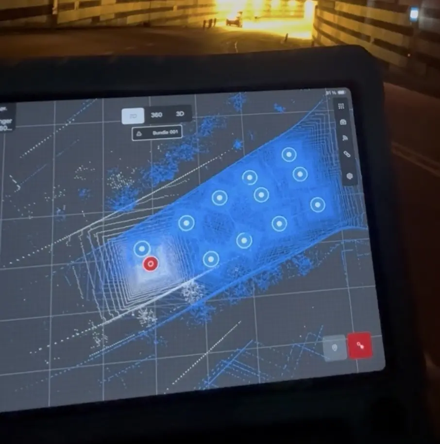 iPad-Detailansicht während einer Leica-BLK360-Erfassung am Hemelingener Tunnel in Bremen