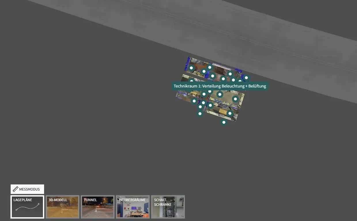 Vergrößerte 3D-Modellansicht eines an den Hemelingener Tunnel angebundenen Technikraums