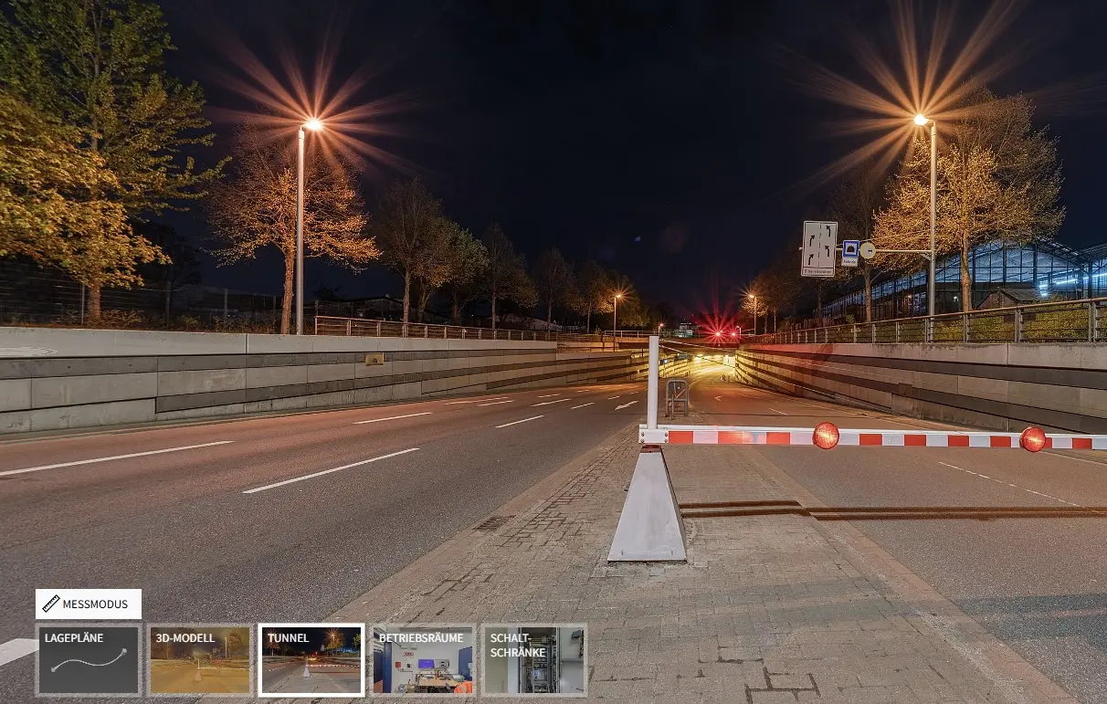 Nächtliche Einfahrt in den Hemelingener Tunnel in Bremen