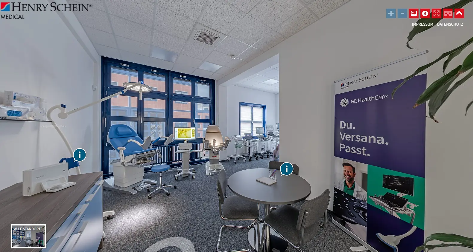 Henry Schein Medical Showroom im klassischen 360°-Rundgang von LINSENSPEKTRUM