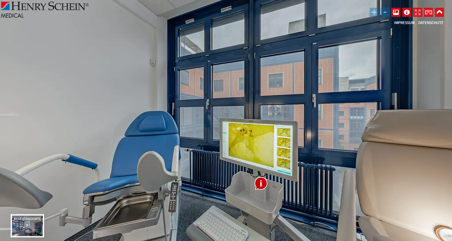 Übersicht eines medizinischen Bildgebungssystems im Henry-Schein-Medical-Showroom