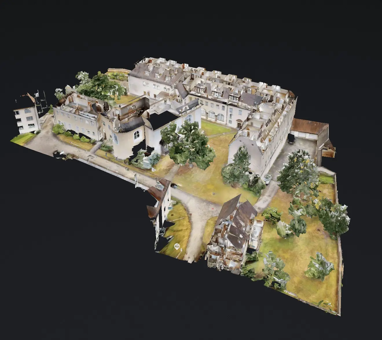 Gesamtansicht der erfassten Gebäudeteile des Klosters Marienburg in Abenberg