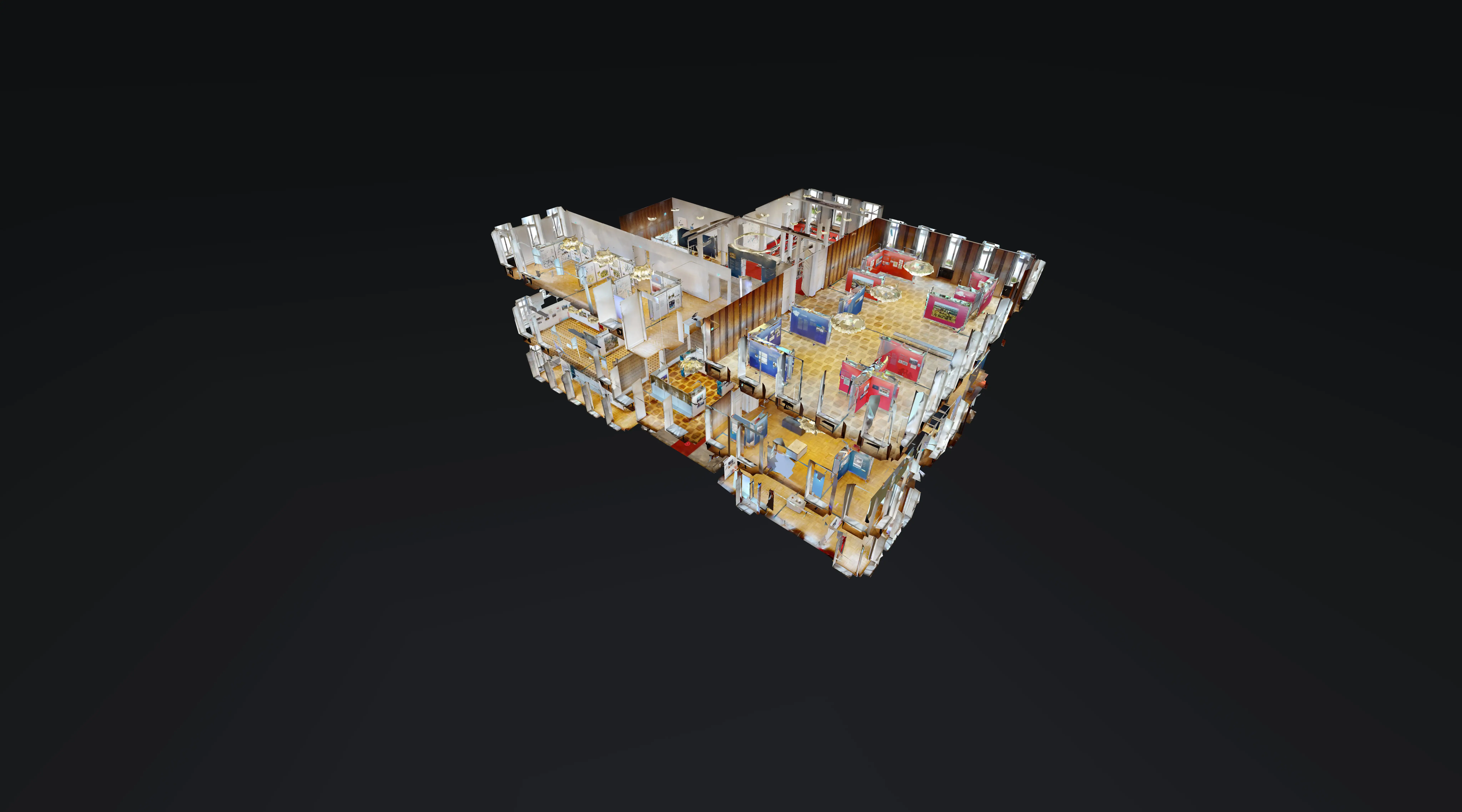 Großflächige Ausstellungshalle – Matterport Dollhouse Ansicht