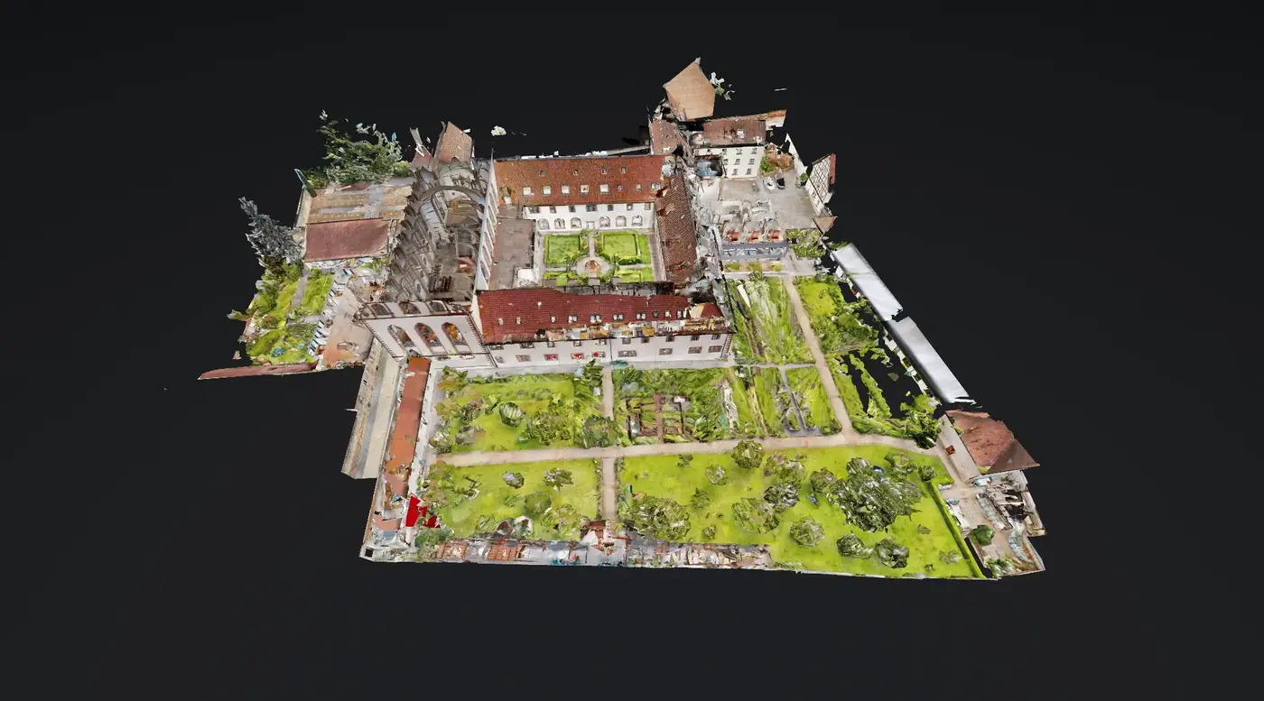 Kloster Fulda – 3D-Luftmodell der gesamten Klosteranlage mit Gärten