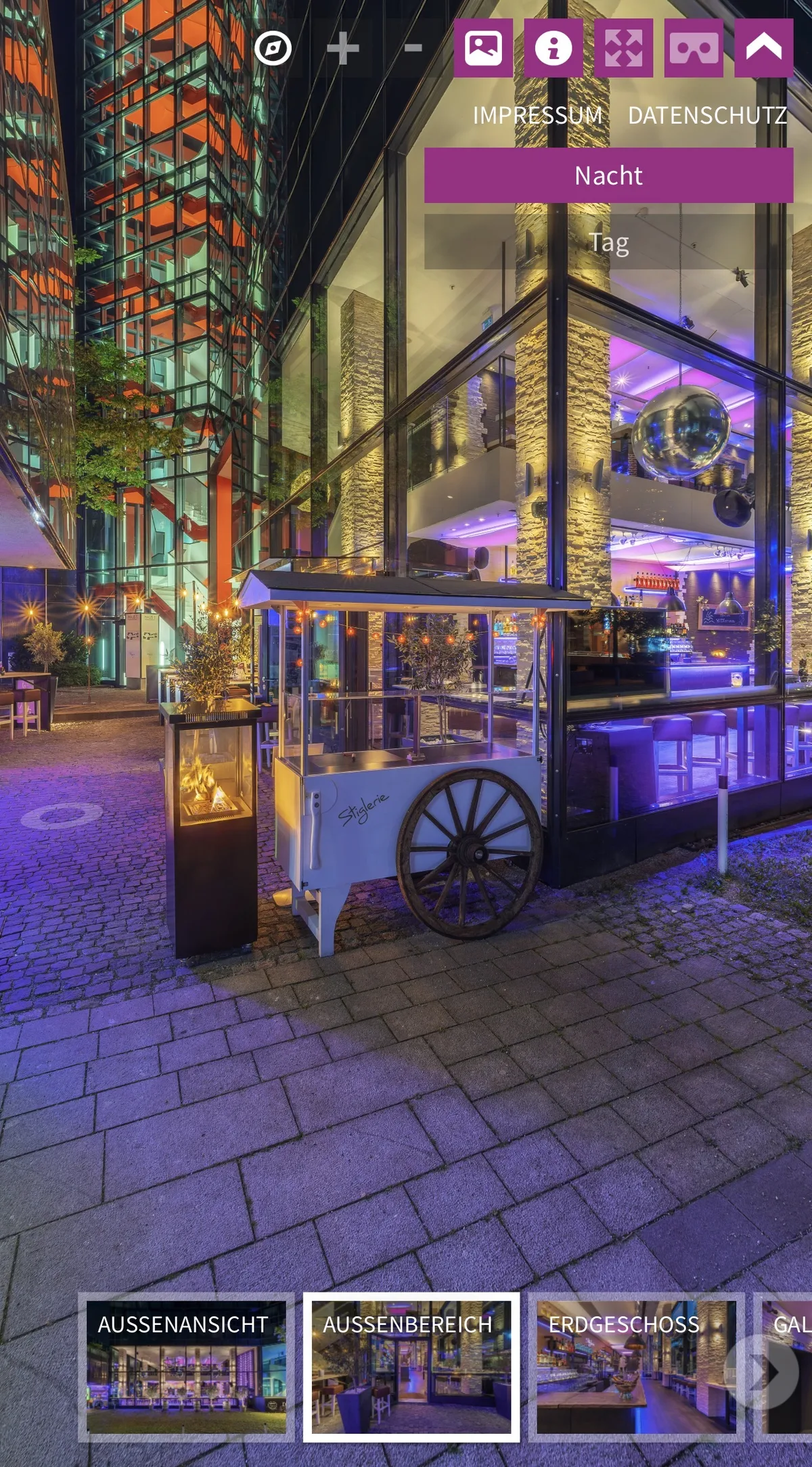 Stiglerie München – Blaue Stunde Panoramafotografie mit Tag/Nacht-Wechsel