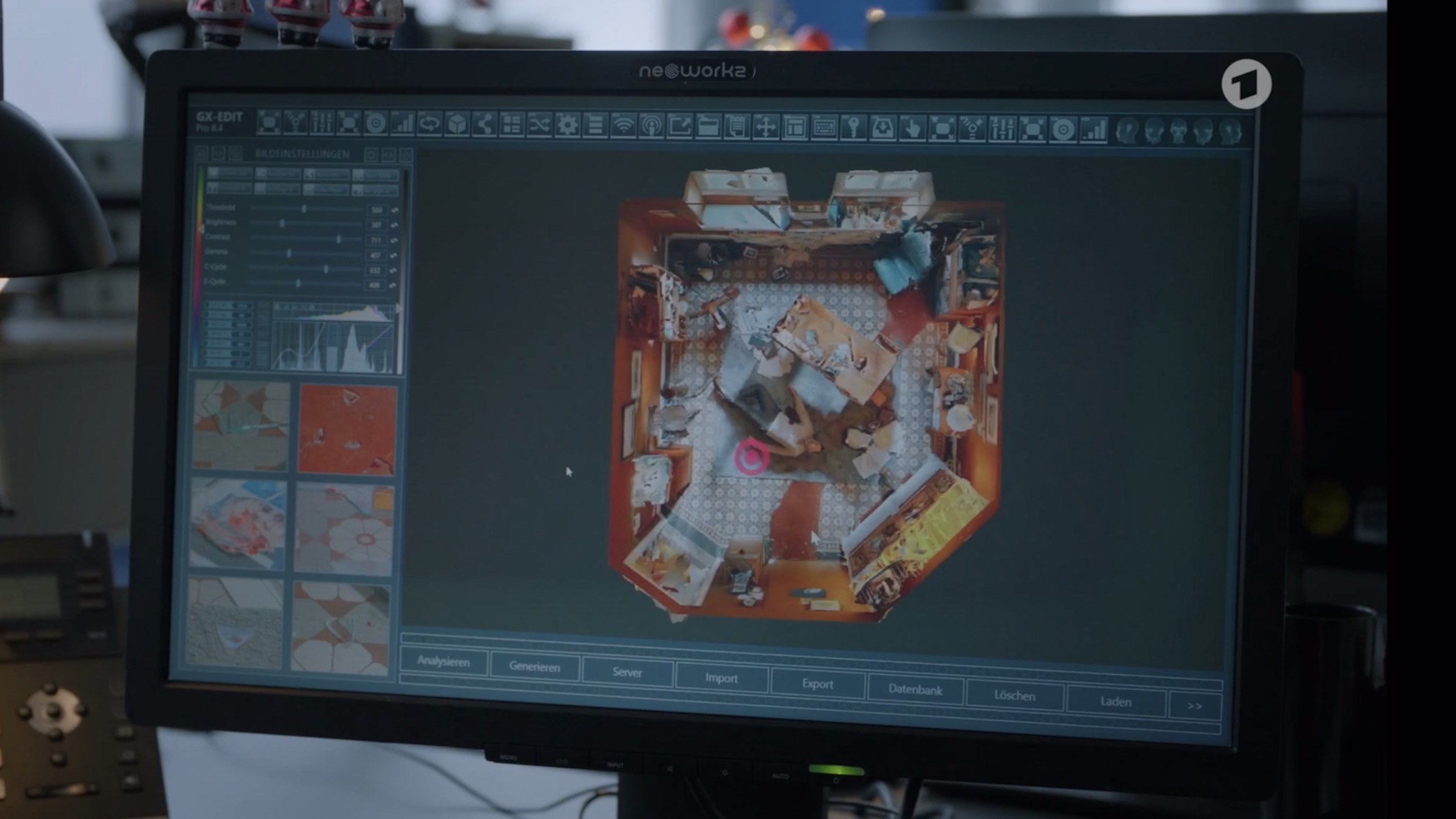 Bildschirm mit Dollhouse-Draufsicht in neoworks GX-EDIT