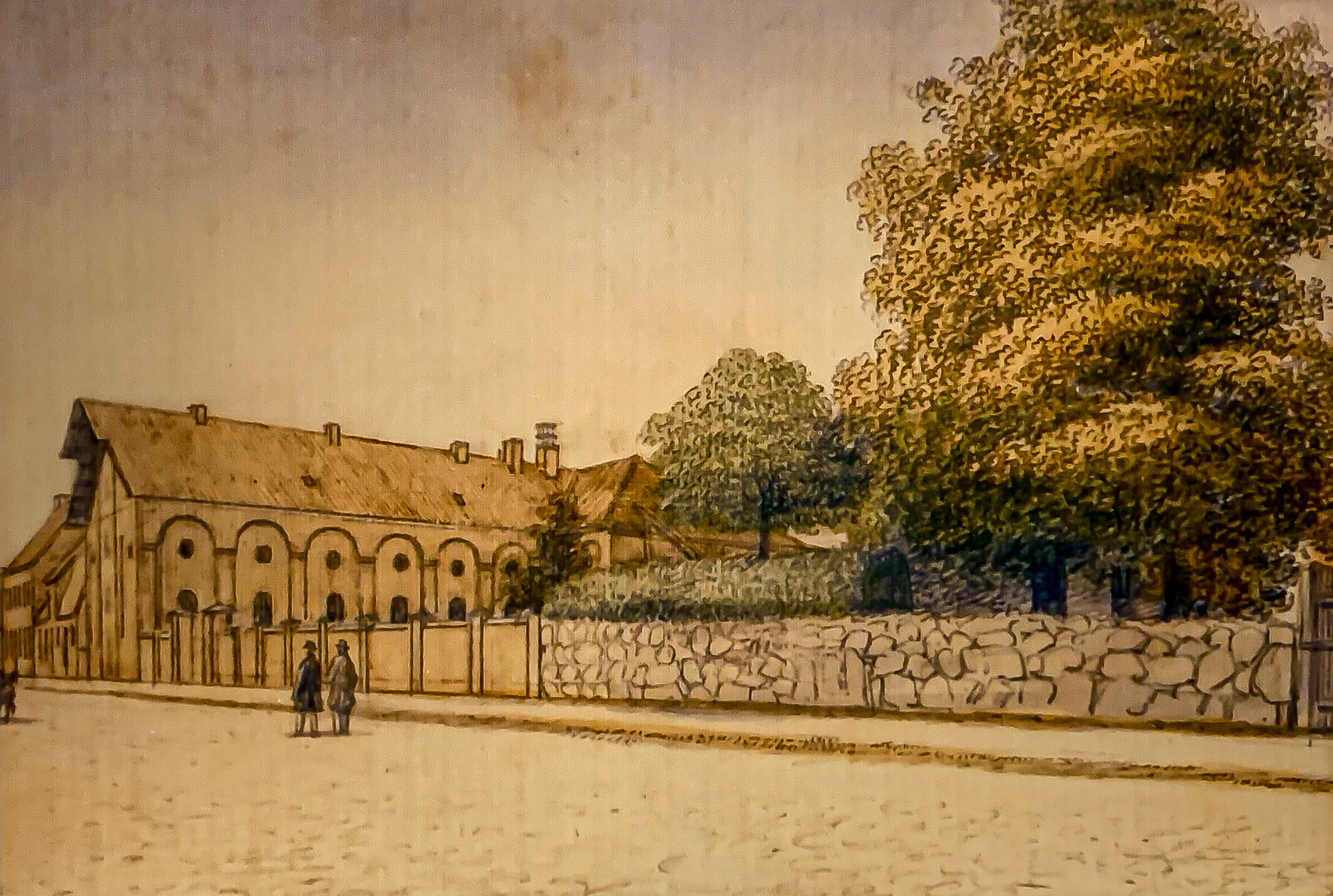 Zeichnung der Schlossberg Brauerei Bremerv\u00f6rde von HG M\u00fcller