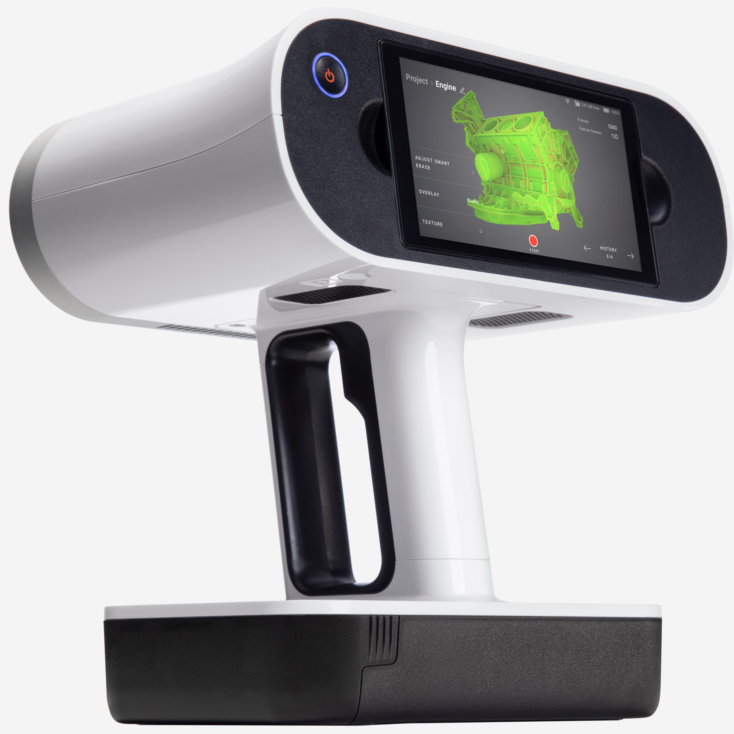 Artec Leo 3D Handscanner in der Hand – kabelloser Betrieb ohne Laptop