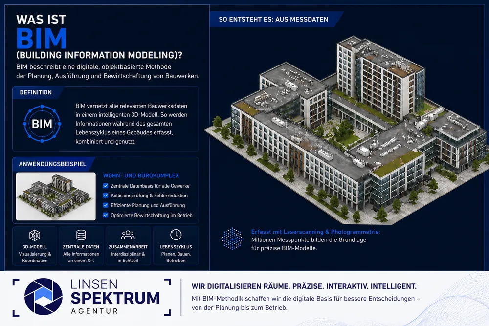 Was ist BIM? Building Information Modeling Infografik – Linsenspektrum