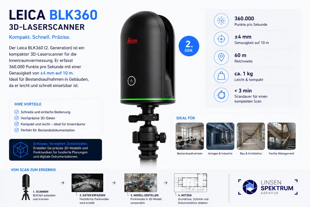 Leica BLK360 Laserscanner Infografik – Linsenspektrum
