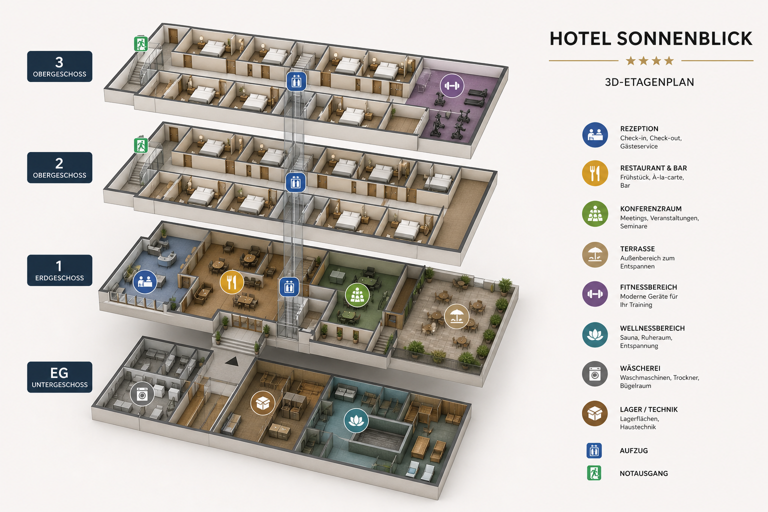 Hotel-Etagenpläne – Übersicht für Gäste und Buchungsseite